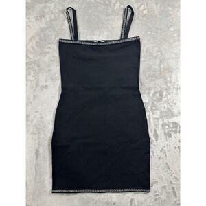 Alexander Wang Black Mini‎ Dress with Contrast Crystals & Trims (S)